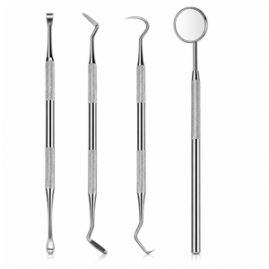Ensemble d'instruments chirurgicaux dentaires en argent avec poignée moletée, outils manuels de classe I pour l'examen et les interventions buccales - Product Image 6