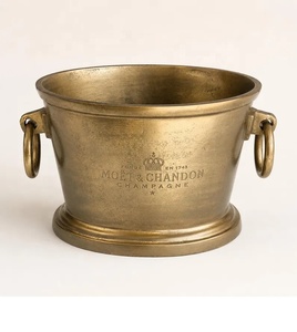 Seau à champagne vintage en laiton avec poignée, refroidisseur à vin artisanal, glacière de luxe pour bar, décoration pour fêtes et réceptions - Product Image 3