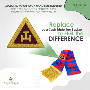 Insignia de la Hermandad Real del Arco (Triple Tau Bordado) 6.5cm X 6.5cm, Tela, Estilo Clásico - Product Image 2