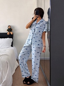Conjunto de Pijamas de Verano para Mujer de Alta Calidad, 2 Piezas, Ropa de Dormir Ligera, 100% Seda, Ecológica, Transpirable, Térmica - Product Image 5