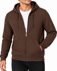 Sudadera con capucha y cremallera para hombre, personalizada, con lavado ácido, estilo vintage, desgastada, de poliéster ecológico, con cremallera completa, OEM - Product Image 1