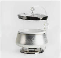 Plat de service doré le plus vendu avec couvercle métallique, design rond, incrustation dorée, motif gravé, pour buffet de fête, chafing dish