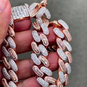 Moissanite Cuban Link <b>Chain</b> in 925 Sterling Silver Gold Plated Hip Hop Fashion Jewelry <b>Necklace</b> - Product Image 3
