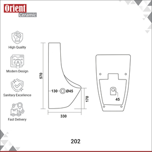 โถปัสสาวะชายเซรามิกคุณภาพพรีเมียม ดีไซน์ทันสมัย ผลิตในอินเดีย ทนทาน ใช้ในห้องน้ำ ราคาประหยัด - Product Image 3