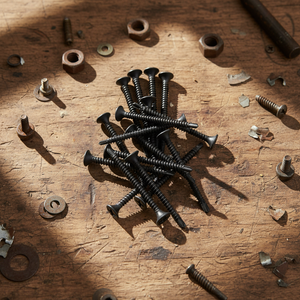 Tornillo para paneles de yeso de acero inoxidable PDC Modelo 9, Clase 8.8, con punta de perforación estándar, autorroscante, cabeza de platillo, recubierto de fosfato - Product Image 1