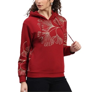 Haut à manches longues décontracté pour femme, imprimé et à motifs, style hiver, nouveau modèle, sweat à capuche en tissu éponge doublé, vente en gros - Product Image 3