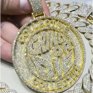 Colgante de cadena con nombre de moissanita VVS de corte redondo personalizado, estilo Hip Hop Iced Out, con diamante de laboratorio, colgante con logotipo de letra de plata 925, joyería para hombre - Product Image 1