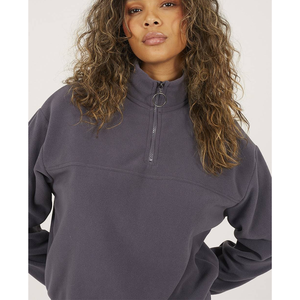 Sudadera con capucha de algodón de manga larga extragrande para mujer, con cuello de media cremallera reversible, estampado de letras personalizadas y apliques, ideal para invierno. - Product Image 6