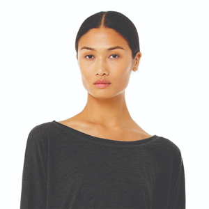 Camiseta de Manga Larga para Mujer, Corte Holgado y Relajado, con Hombros Descubiertos, Puños Acanalados, Color Gris Oscuro, Antiarrugas y Transpirable - Product Image 4
