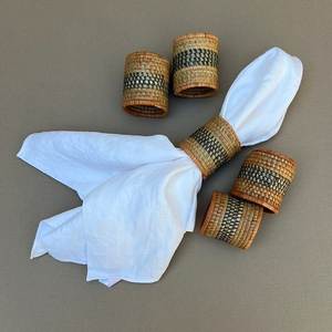 Handmade <b>Bamboo</b> Flower Napkin Rings 3 Pcs Traditional Style <b>Table</b> Decoration Home Decor - Product Image 2