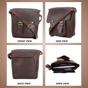 Genuine Leather High Quality Fashion Messenger Travel <b>Laptop</b> Sleeve Bag with Adjustable Strap - Product Image 2
