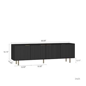 Mobile TV Moderno Nero da 68 Pollici, Centro Intrattenimento Scanalato con Prese Elettriche, Ante Contenitore e Mobile Multimediale per TV da 55+ Pollici - Product Image 4