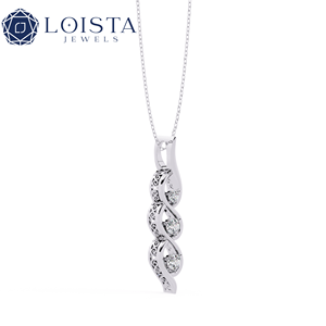 Collier pendentif en or blanc 18 carats avec diamant cultivé en laboratoire de taille brillante certifié IGI, couleur E, pour femmes, de Loista Jewels - Product Image 1