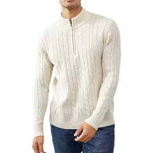 Custom Logo Men's Winter Sweater <b>Pullover</b> with Jacquard Pattern Knitted Top Turtleneck <b>Jumper</b> Zipper Closure Knitwear ODM/OEM - Product Image 4