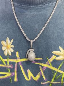 925 Sterling <b>Silver</b> Moissanite Grenade Pendant Iced Out Round Brilliant Claw Set Hip Hop Jewelry - Product Image 3