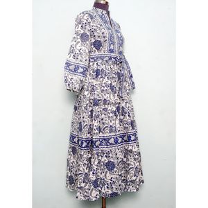 Vestidos Casuales de Talla Grande para Mujer, Nueva Moda, Estampado, Mangas Largas Abullonadas con Cuello Alto, Decoración de Encaje para Primavera y Otoño - Product Image 5