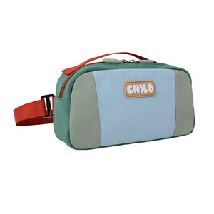 Trousse à crayons simple en nylon SENDA bleu clair et vert avec sangle rouge, design personnalisable pour le rangement des fournitures scolaires - Product Image 1