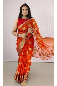 Sari en organza et coton Kota pour femme KV avec bota ronde et sari en jacquard tissé - Product Image 6