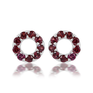 Clásicos Pendientes de Plata de Ley 925 con Granate, Diseño Geométrico, Engaste de Garra, para Mujer, Ideales para Fiestas, Bodas o como Regalo de Aniversario - Product Image 1
