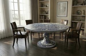 Mesa con Incrustaciones de Hueso de ILAHI, Diseño Moderno con Detalles de Ágata, Almacenamiento Portátil, Muebles para el Hogar - Product Image 4