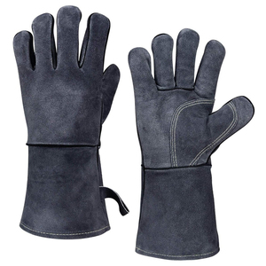 Guantes de Soldadura de Cuero Gris Europeo, Protección Térmica, Uso en Exteriores en Invierno, Estilo Sencillo, Longitud hasta la Muñeca - Product Image 1