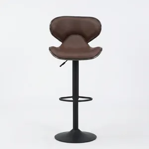 Modern Leather <b>Bar</b> <b>Stool</b> <b>Adjustable</b> Swivel Counter Chair with Chrome Base for Kitchen Cafe Home Restaurant - Product Image 5
