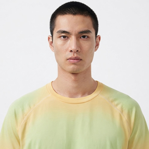 Men's High Street Gradient Color <b>Raglan</b> <b>Sleeve</b> O-Neck Regular Fit Knitted Polyester/Spandex Casual <b>T</b>-<b>Shirt</b> UPF 50+ Protection - Product Image 3