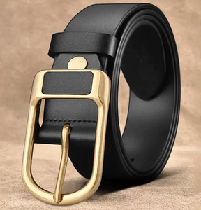 Ceinture formelle en cuir de vache marron avec boucle à ardillon en acier, moulage monobloc, design solide et durable pour hommes - Product Image 5