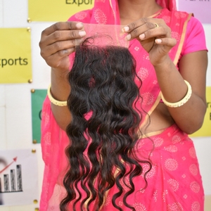Extensiones de cabello humano vietnamita negro Virgen sin procesar alineado con cutícula 100% Extensiones de cabello humano ondulado con cierre 5*5 - Product Image 3