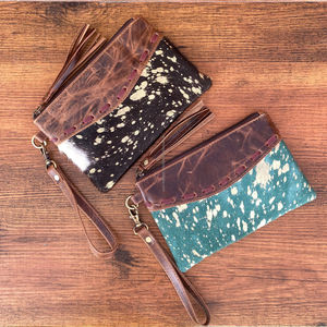 Pochette à fermeture éclair de luxe en cuir de vachette métallique minimaliste occidentale pour femmes en cuir véritable Designer Portable Wallet Purse - Product Image 4