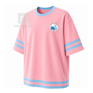 Camiseta personalizada de Jack & Jill of America con logo bordado en la parte delantera, color rosa y azul cielo, manga corta, para ropa griega unisex. - Product Image 2