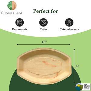 Vassoio Ovale in Foglia di Palma Naturale 33 cm x 23 cm per Decorazioni e Stoviglie da Festa - Product Image 5