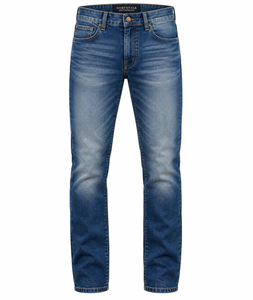 Jeans elásticos de corte recto para hombre, personalizados por OEM, estilo moderno, combinables con todo, ajustados, holgados, casuales, largos, para primavera y otoño. - Product Image 1