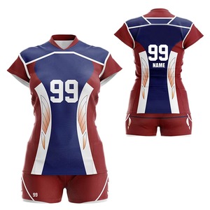 Women's Sublimated <b>Volleyball</b> Uniform <b>Set</b> V-Neck Short Sleeve Fitted Jersey With Number 99 Quick Dry Polyester Team Apparel - Product Image 4