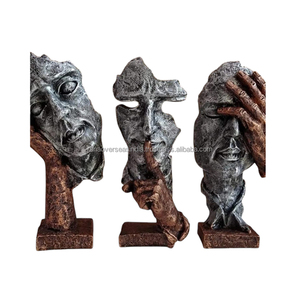 Métal de qualité supérieure la Statue de penseur Sculptures artistiques de main et de visage pour la décoration moderne de la maison et du salon - Product Image 5