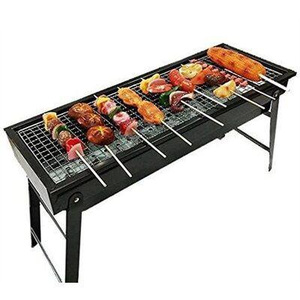 Large size iron <b>bbq</b> grill for camping and backyard grilling with high temperature retention and charcoal tray - Product Image 1