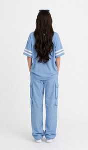 <b>Women</b> Light Blue 2 Piece Set Hooded Full Sleeve T-Shirt Wide Leg <b>Jogger</b> Pants Loose Casual Autumn Hoodie <b>Outfit</b> - Product Image 4