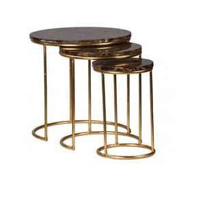 Modern Metal Nesting Table With Wooden Top <b>Space</b> <b>Saving</b> Living Room Furniture <b>Set</b> Stylish Durable Home Decor - Product Image 4