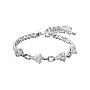 สร้อยข้อมือเพชรทรงสามเหลี่ยมธรรมชาติ ทองคำขาว 14K ดีไซน์แบบโซ่ สำหรับผู้หญิง หรูหรา สวยงาม ของขวัญสุดพิเศษ - Product Image 1