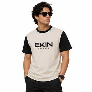 Camiseta de Manga Corta para Hombre con Logotipo Personalizado, 100% Algodón, Cuello Redondo, Dos Tonos, Estilo Urbano - Product Image 3