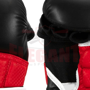 Buen Proveedor, Guantes de Sparring y Grappling MMA de Cuero Sintético Resistente, Servicio OEM ODM, Alto Rendimiento, Detalles en Negro y Rojo - Product Image 6