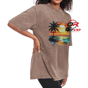 ORVO SPORTS Summer Knitted Logo <b>Sunflower</b> Printed Oversized Plus Size Casual Women's T-<b>Shirt</b> Crew Neck Short Sleeve Floral - Product Image 6
