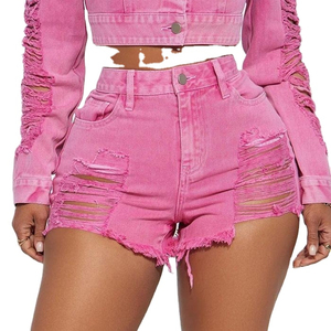 Denim <b>Shorts</b> Set Vintage Washed Shirt and <b>Shorts</b> Summer Casual 2 Piece Outfit Custom Logo - Product Image 5