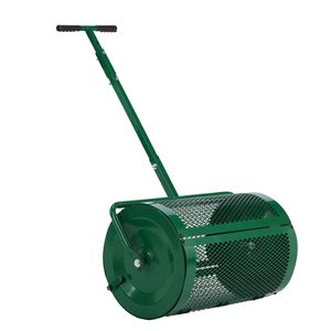 24\" Wide Compost Spreader Adjustable Handle Powder Coated Steel Mesh for Lawn Garden Features Peat Moss Roller <b>Side</b> Spreader - Product Image 1