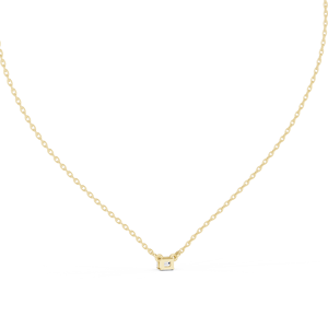 18kt Minimalist Gold <b>Pendant</b> <b>Emerald</b> Cut Lab Grown Diamond Rhodium Plated IGI Certified for Women's Wedding Engagement Daily - Product Image 4