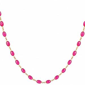 Collier personnalisé plaqué rhodium avec perle ovale rouge rubis, chaîne enroulée de fil, collier pour femme, bijoux de luxe minimalistes, cadeau de mariage - Product Image 3