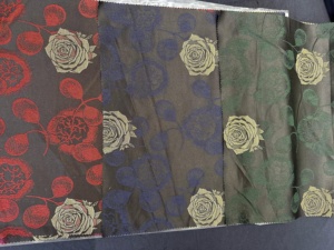 Manufacturers of Satin Jacquard Ultra Soft Abaya fabrics with Good Sheen Made From Specially Curated <b>Yarn</b> For Ladies Garments - Product Image 2