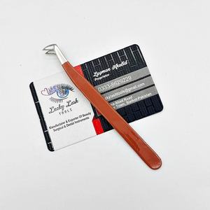 Pince à épiler solide Mega Volume coupe à 90 degrés Logo privé pince à cils en acier inoxydable avec revêtement de couleur marron durable - Product Image 2