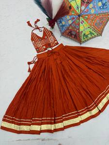 Conjunto de Lehenga Choli de Algodón Puro para Niñas, Estilo Étnico, Secado Rápido, Ideal para Graduación, Navratri, Diwali y Bodas - Product Image 5