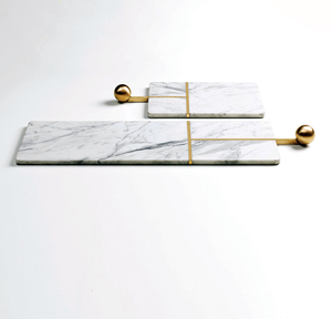 Nouvelle Arrivée Planche à découper en marbre avec poignée en laiton, Lots de cadeaux de mariage, Ensemble de planches à charcuterie, Planche à découper personnalisée - Product Image 1